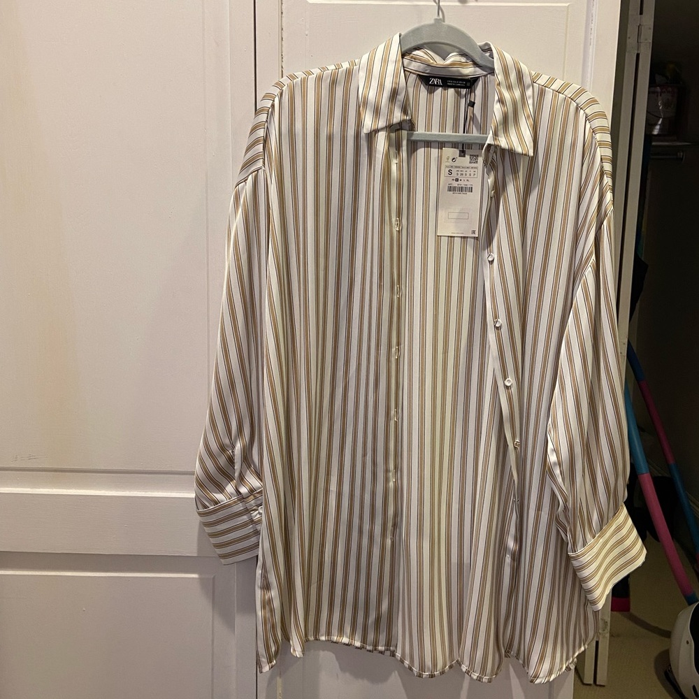 NWT Zara Silk Button Down